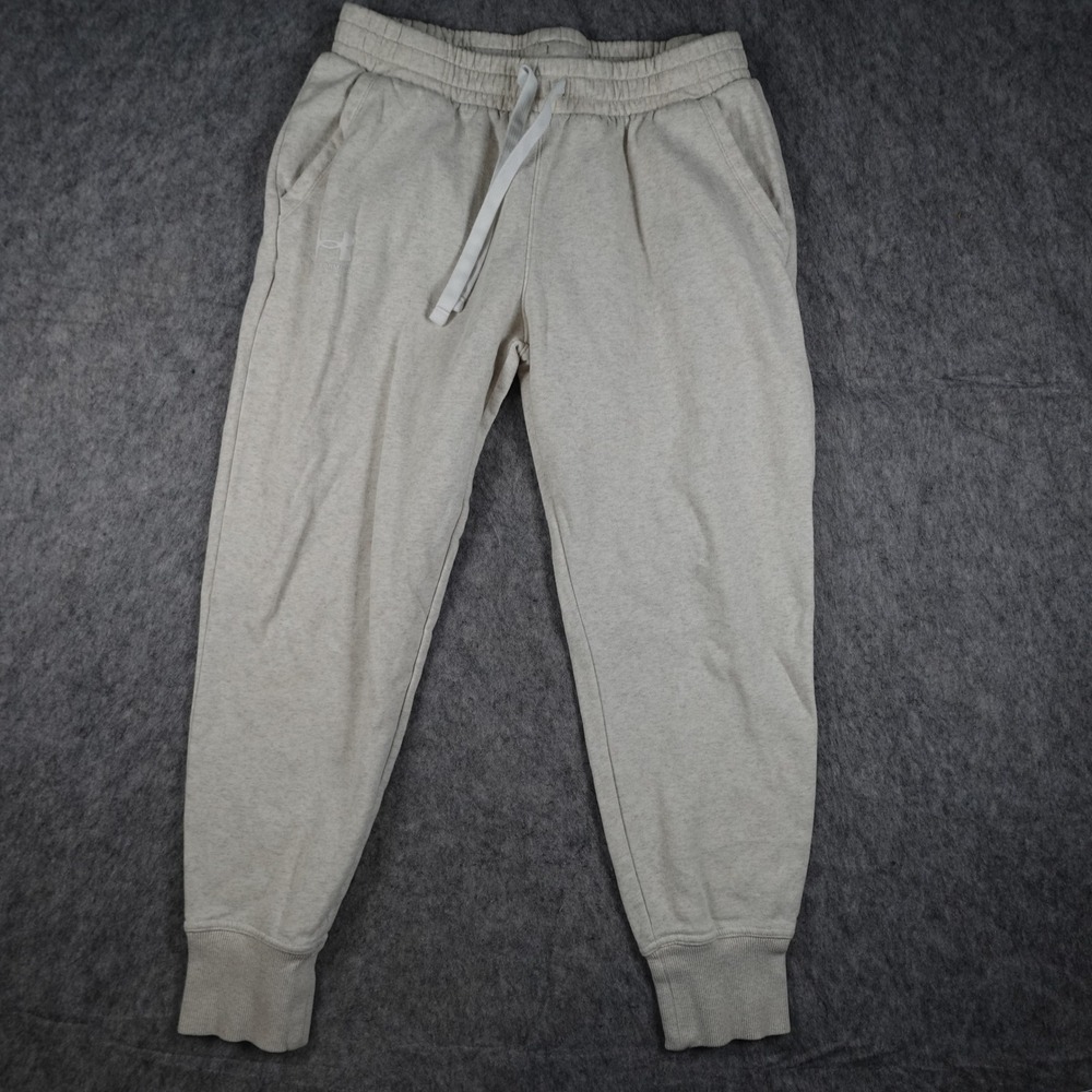 Under Armour Pants Womens Large Beige Rival Fleece Joggers Loose Fit Drawstring